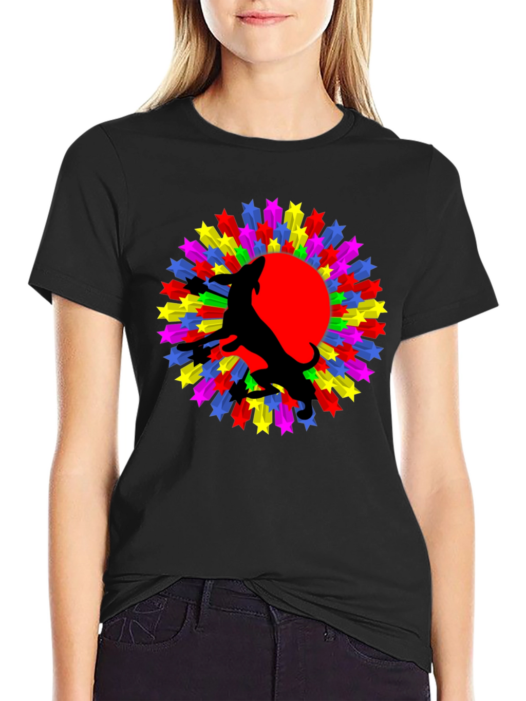 Wolf Starburst Graphic Black T-Shirt
