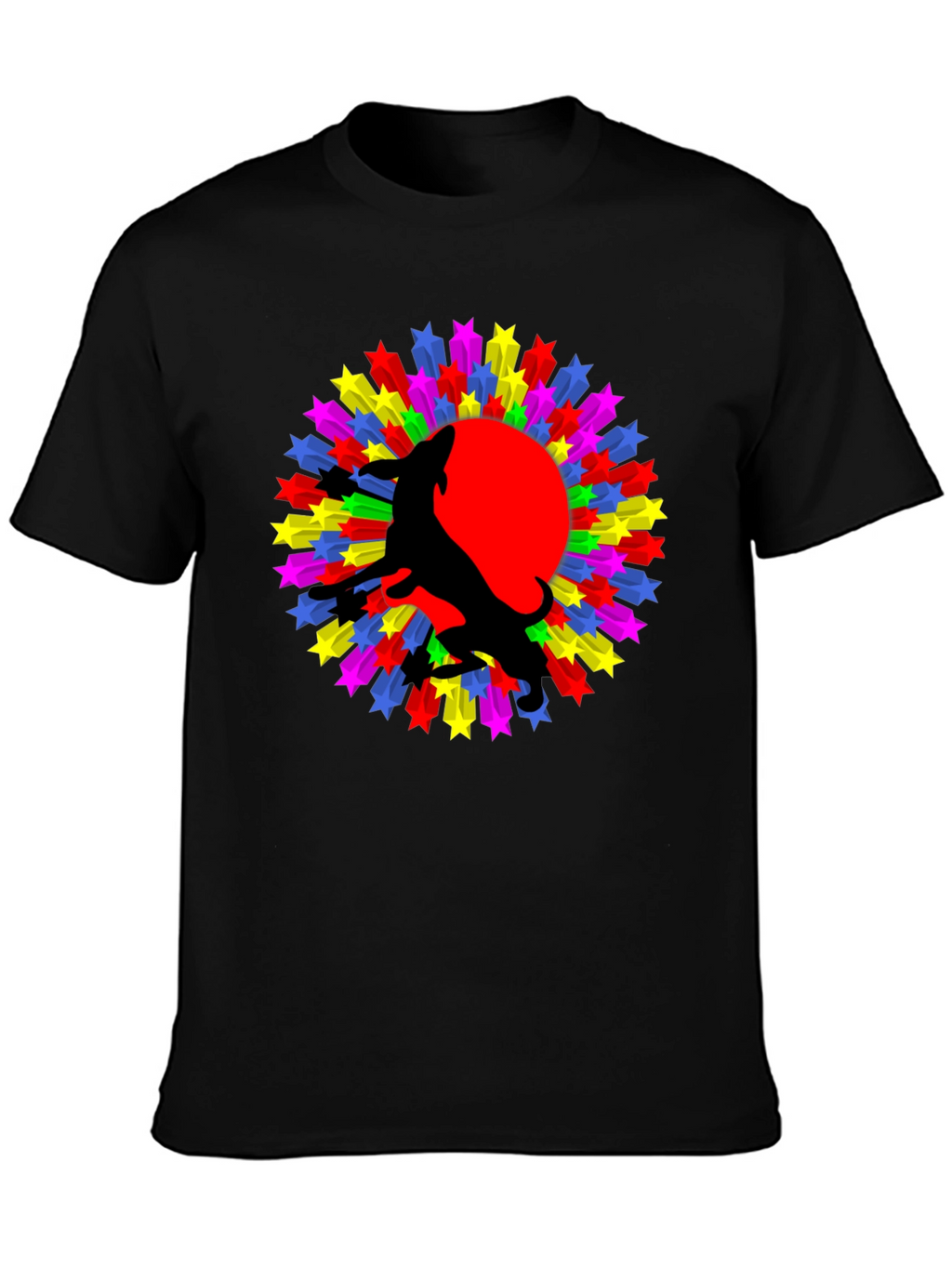 Wolf Starburst Graphic Black T-Shirt