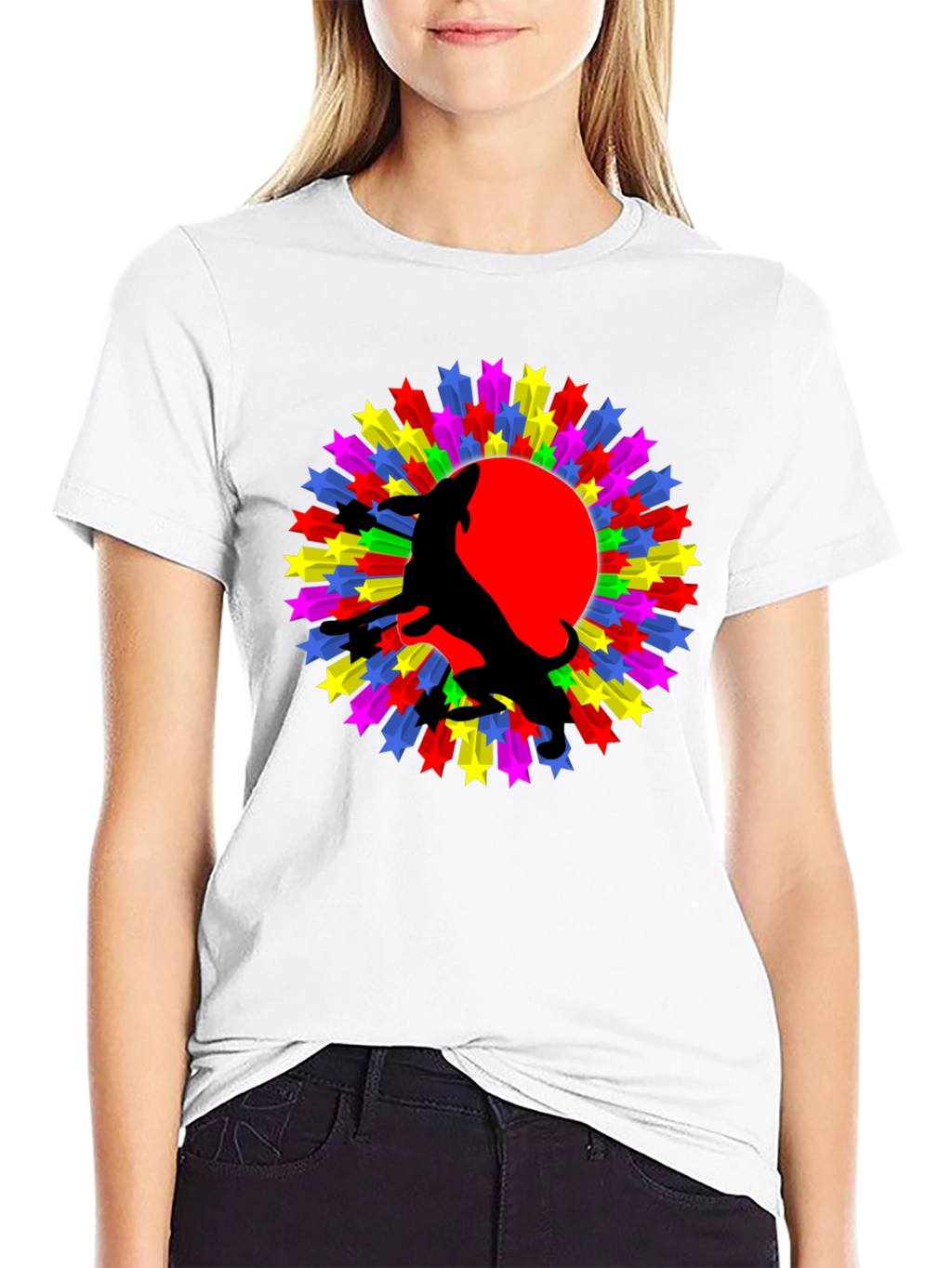 Wolf Starburst Graphic Black T-Shirt