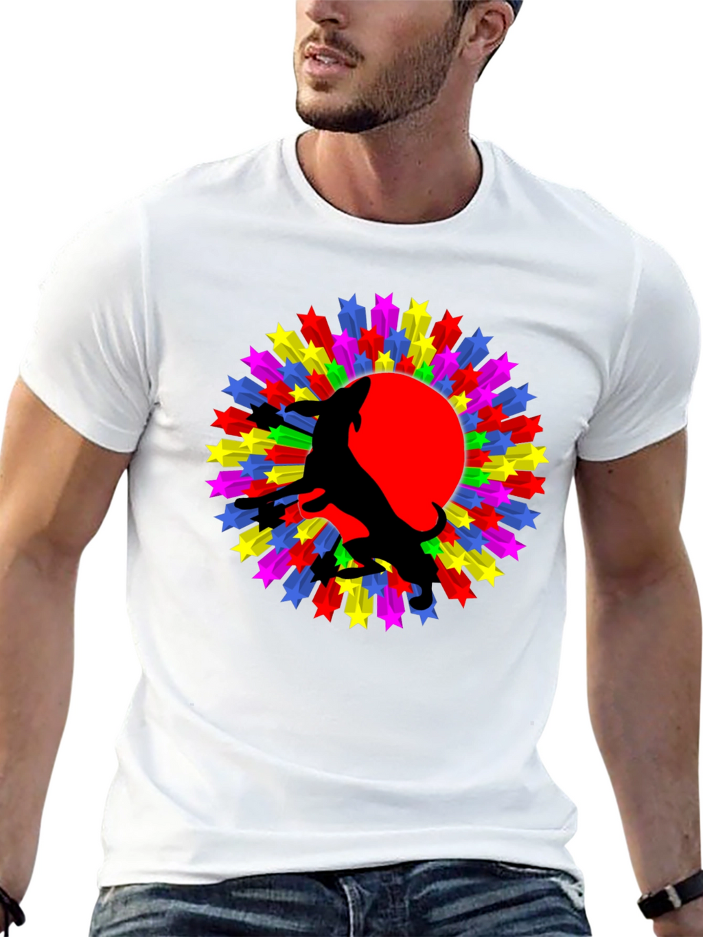 Wolf Starburst Graphic Black T-Shirt