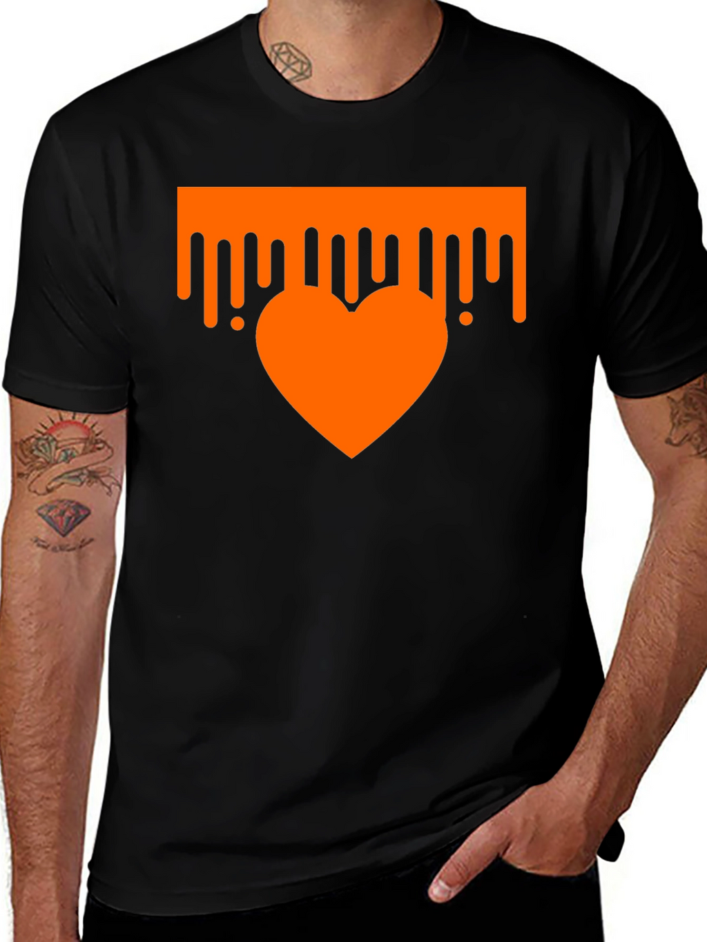 Dripping Heart Graphic Tee - Trendy Black T-Shirt