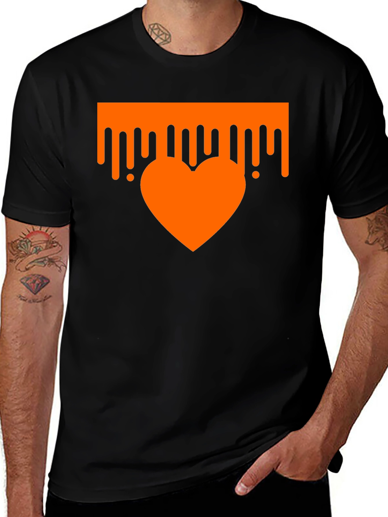 Dripping Heart Graphic Tee - Trendy Black T-Shirt