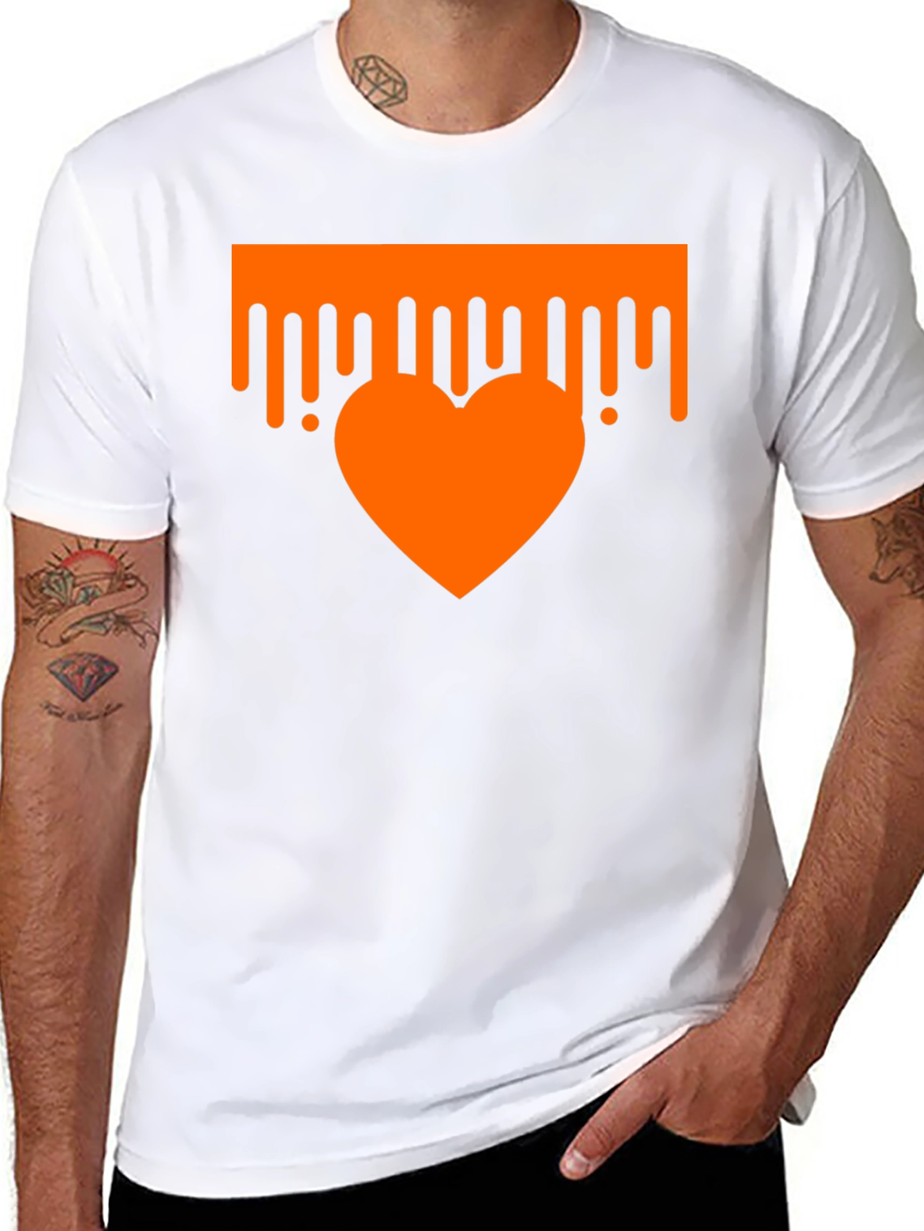 Dripping Heart Graphic Tee - Trendy Black T-Shirt