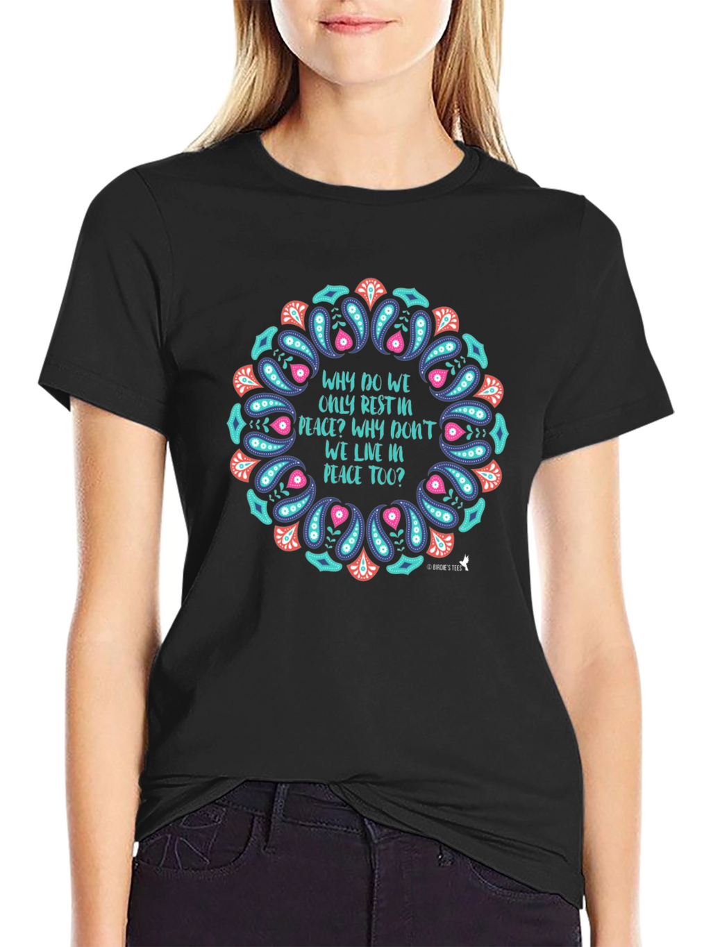 Peaceful Living Graphic Tee - Black