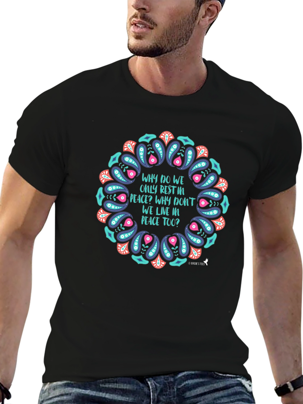 Peaceful Living Graphic Tee - Black