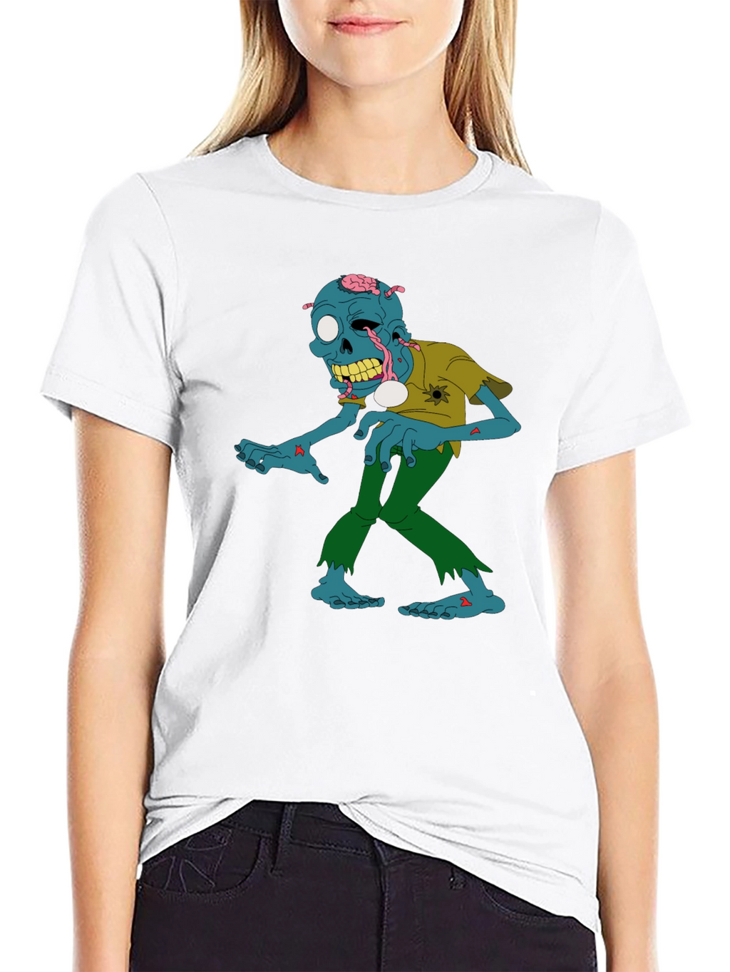 Zombie Cartoon Graphic Black T-Shirt