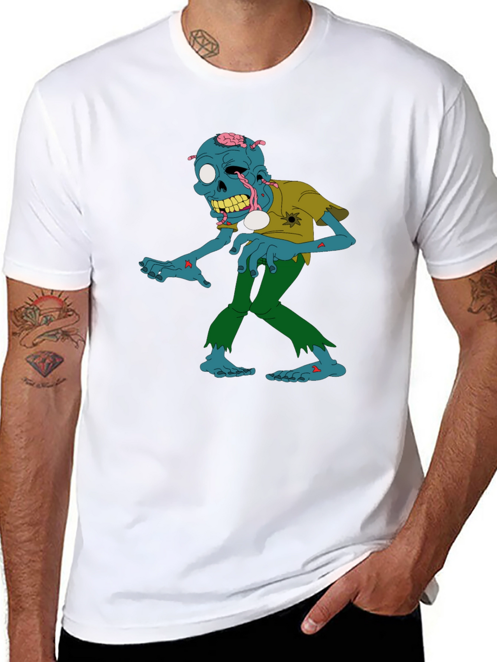 Zombie Cartoon Graphic Black T-Shirt