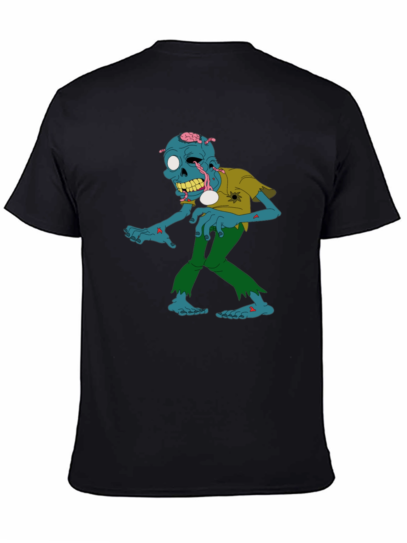 Zombie Cartoon Graphic Black T-Shirt