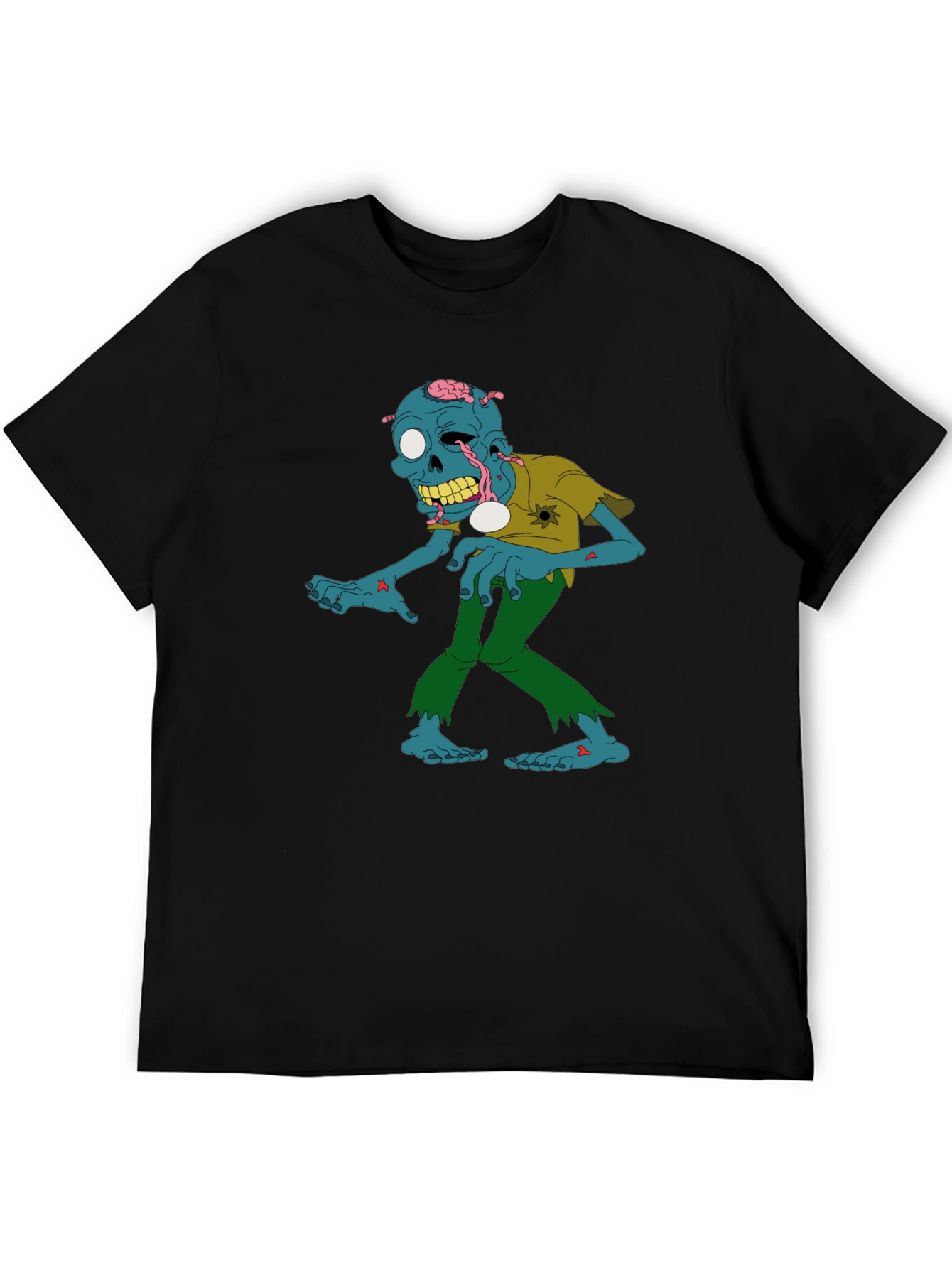Zombie Cartoon Graphic Black T-Shirt