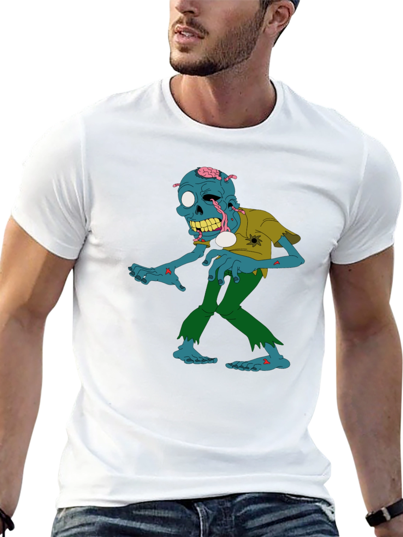Zombie Cartoon Graphic Black T-Shirt