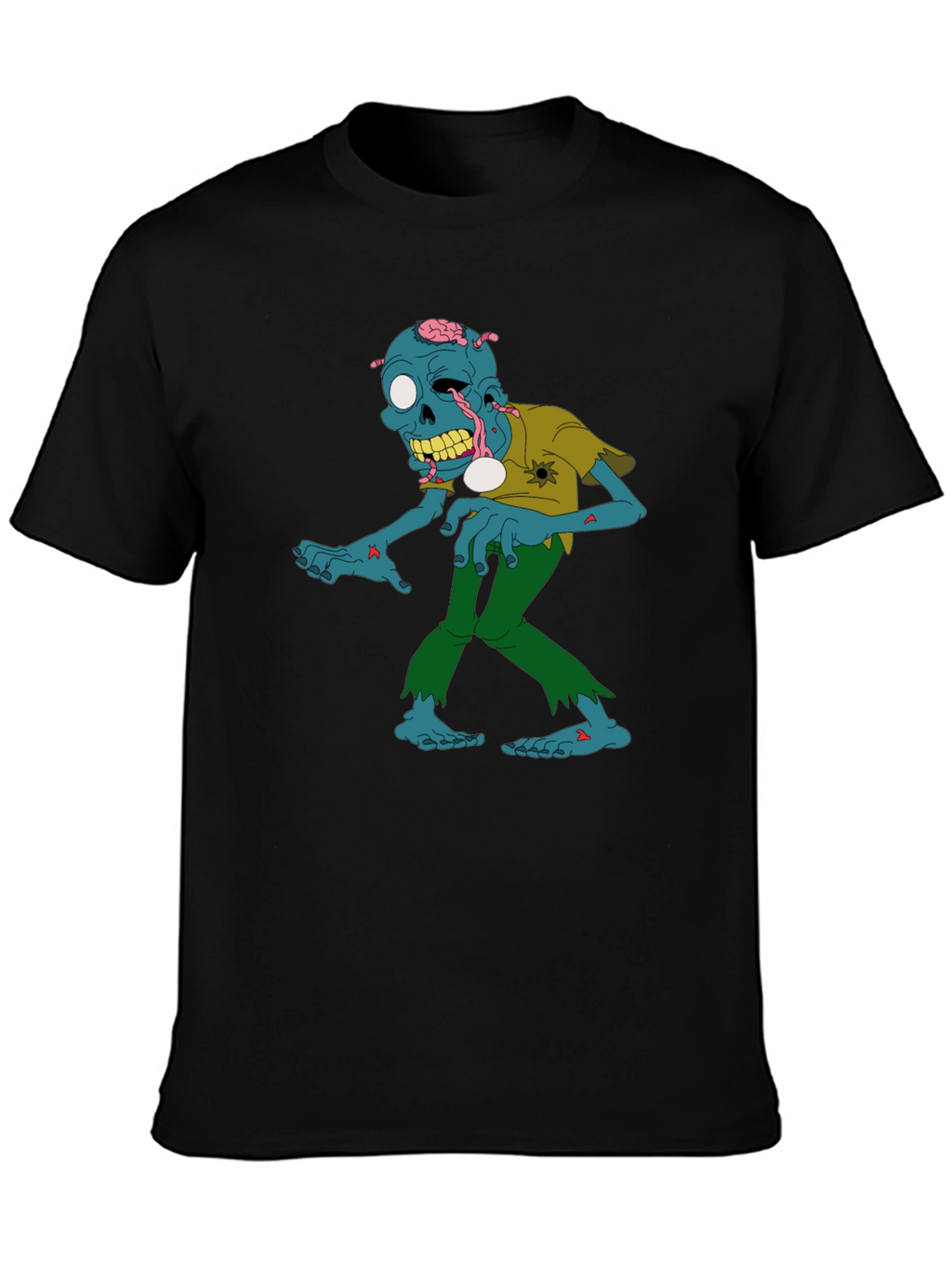 Zombie Cartoon Graphic Black T-Shirt