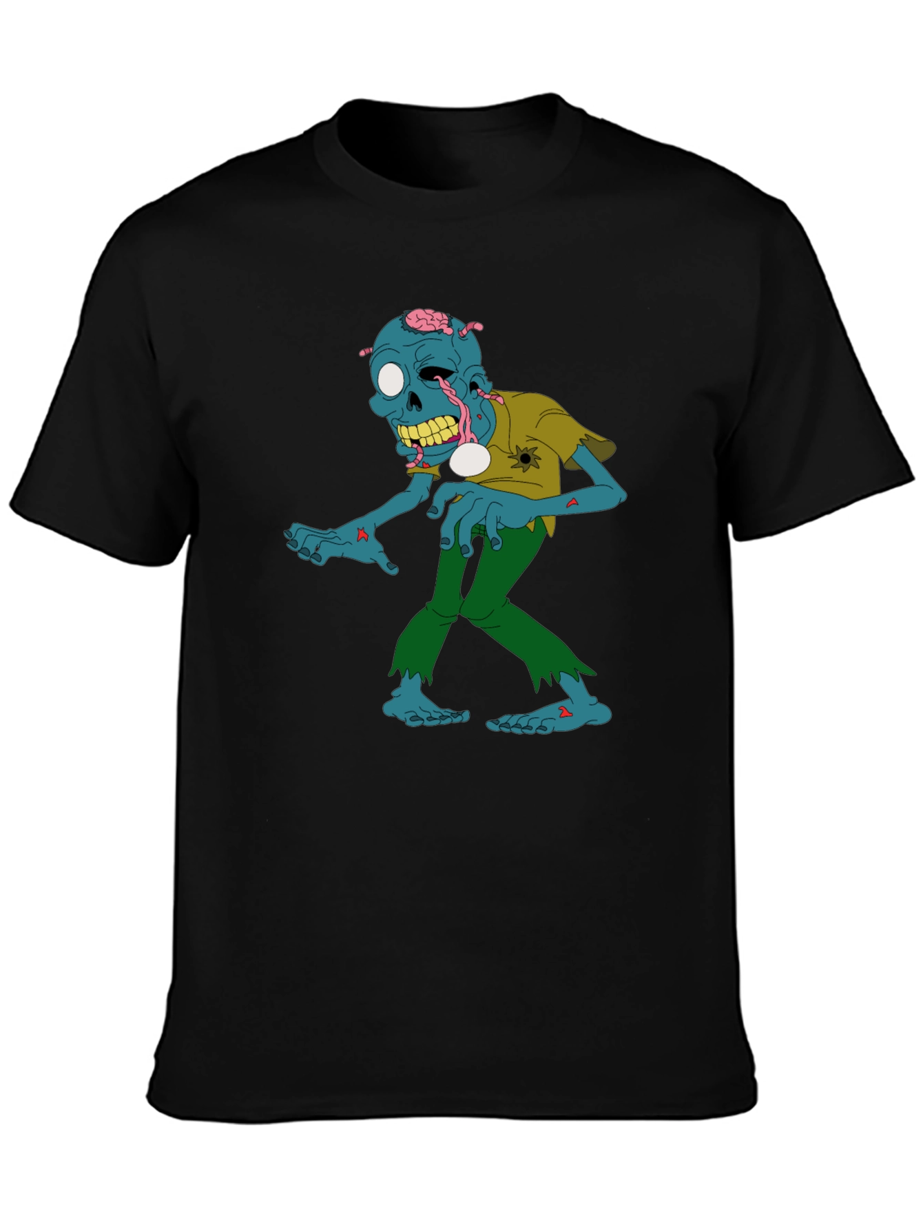 Zombie Cartoon Graphic Black T-Shirt