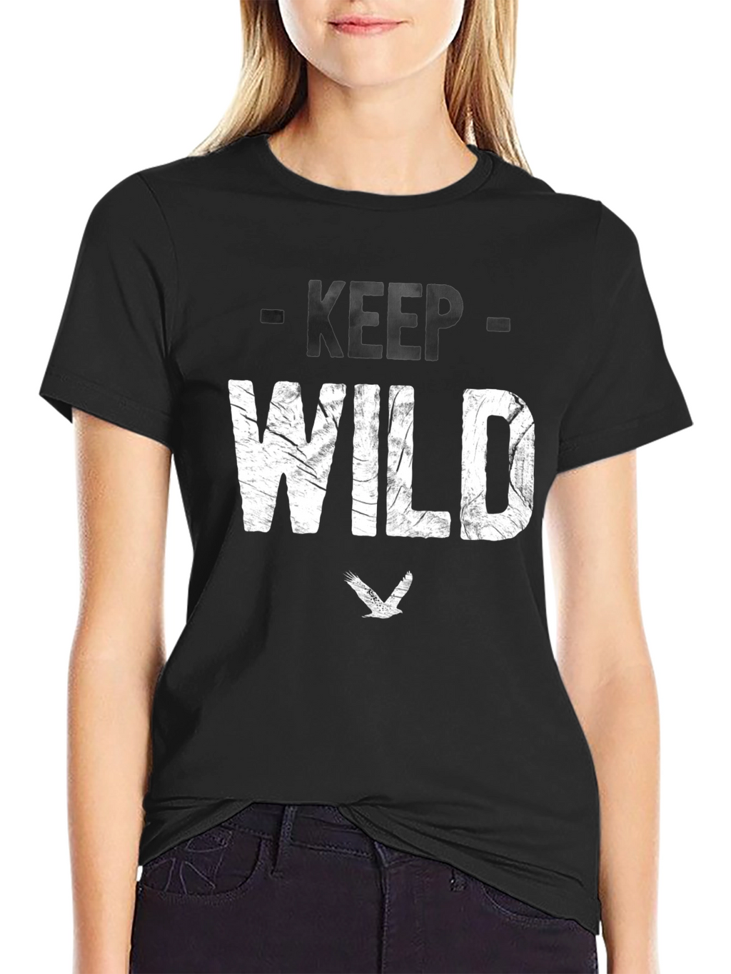 Keep Wild Graphic Tee - Black Cotton Blend