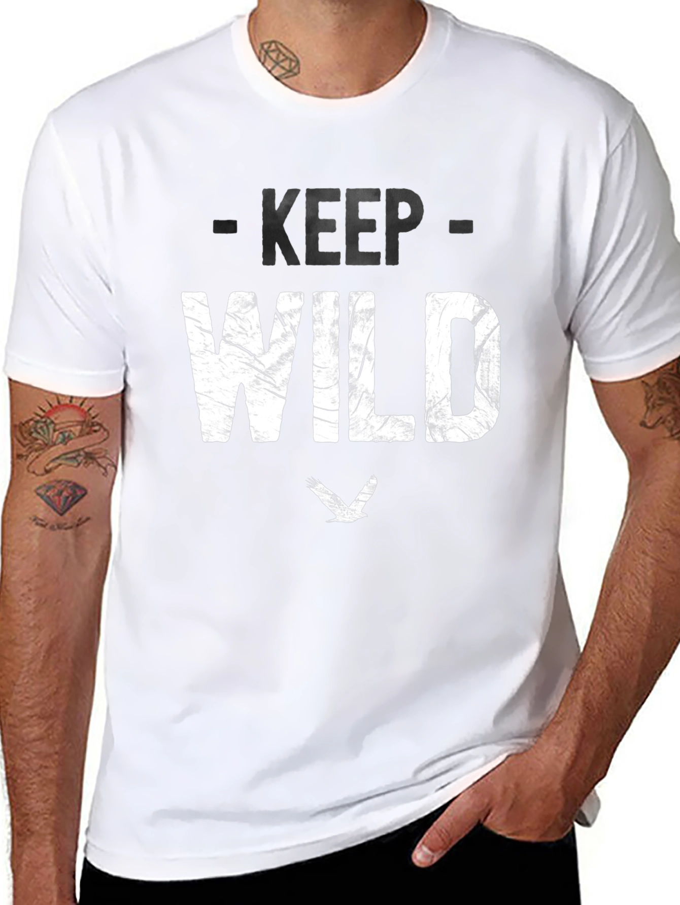 Keep Wild Graphic Tee - Black Cotton Blend