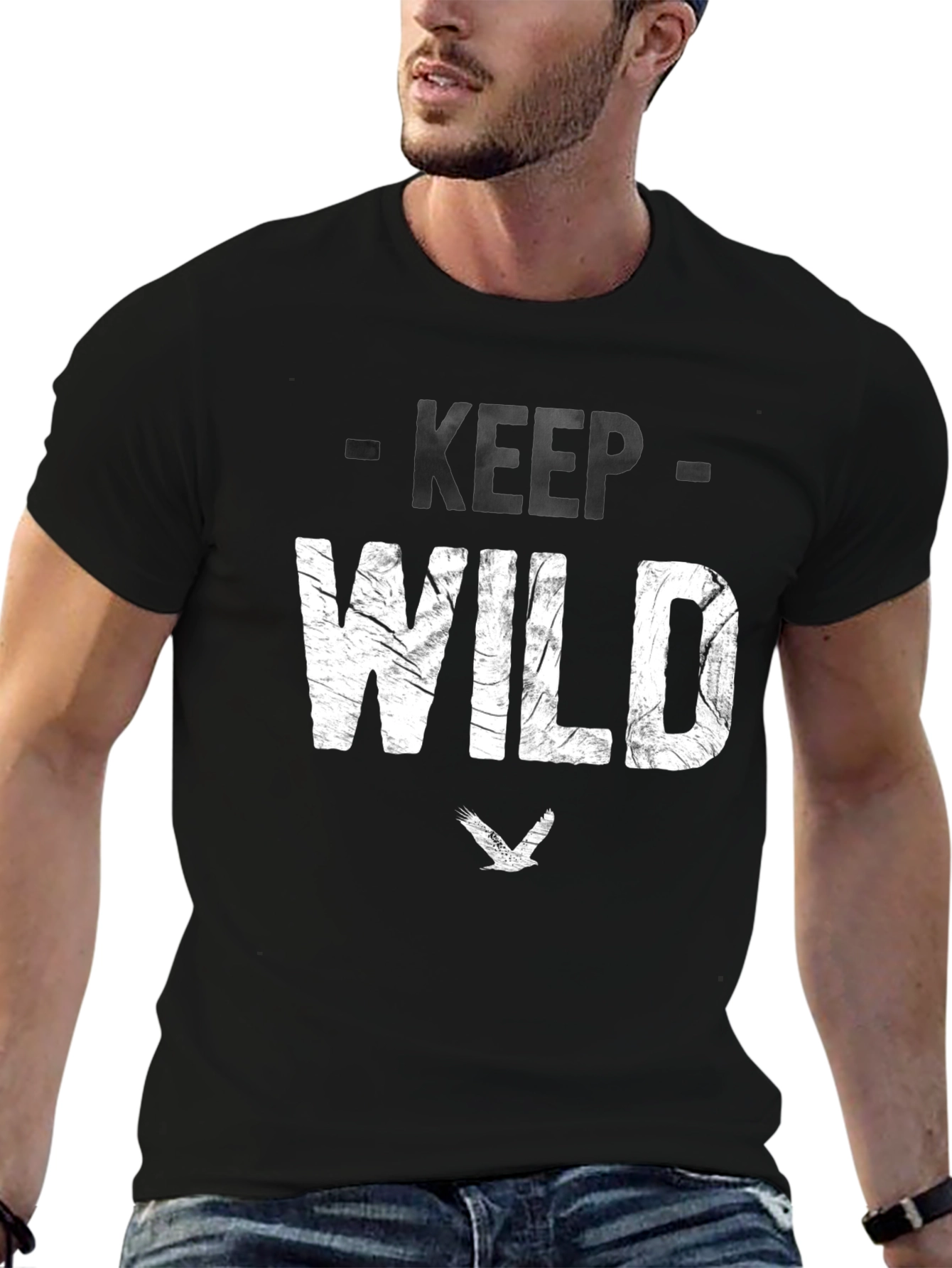 Keep Wild Graphic Tee - Black Cotton Blend