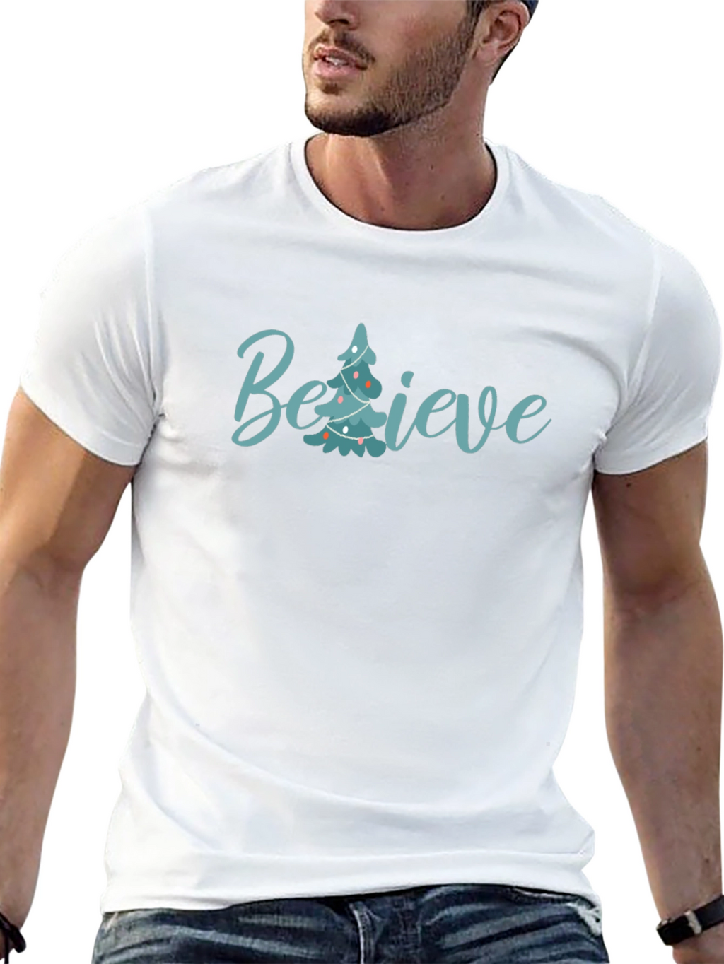 Believe Christmas Tree Graphic Tee