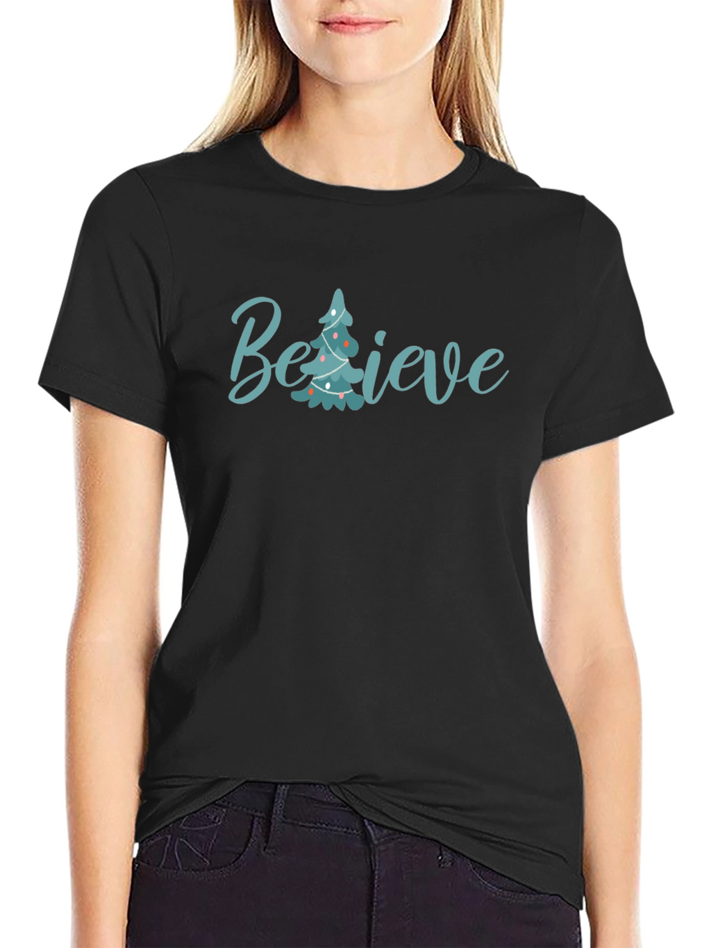 Believe Christmas Tree Graphic Tee