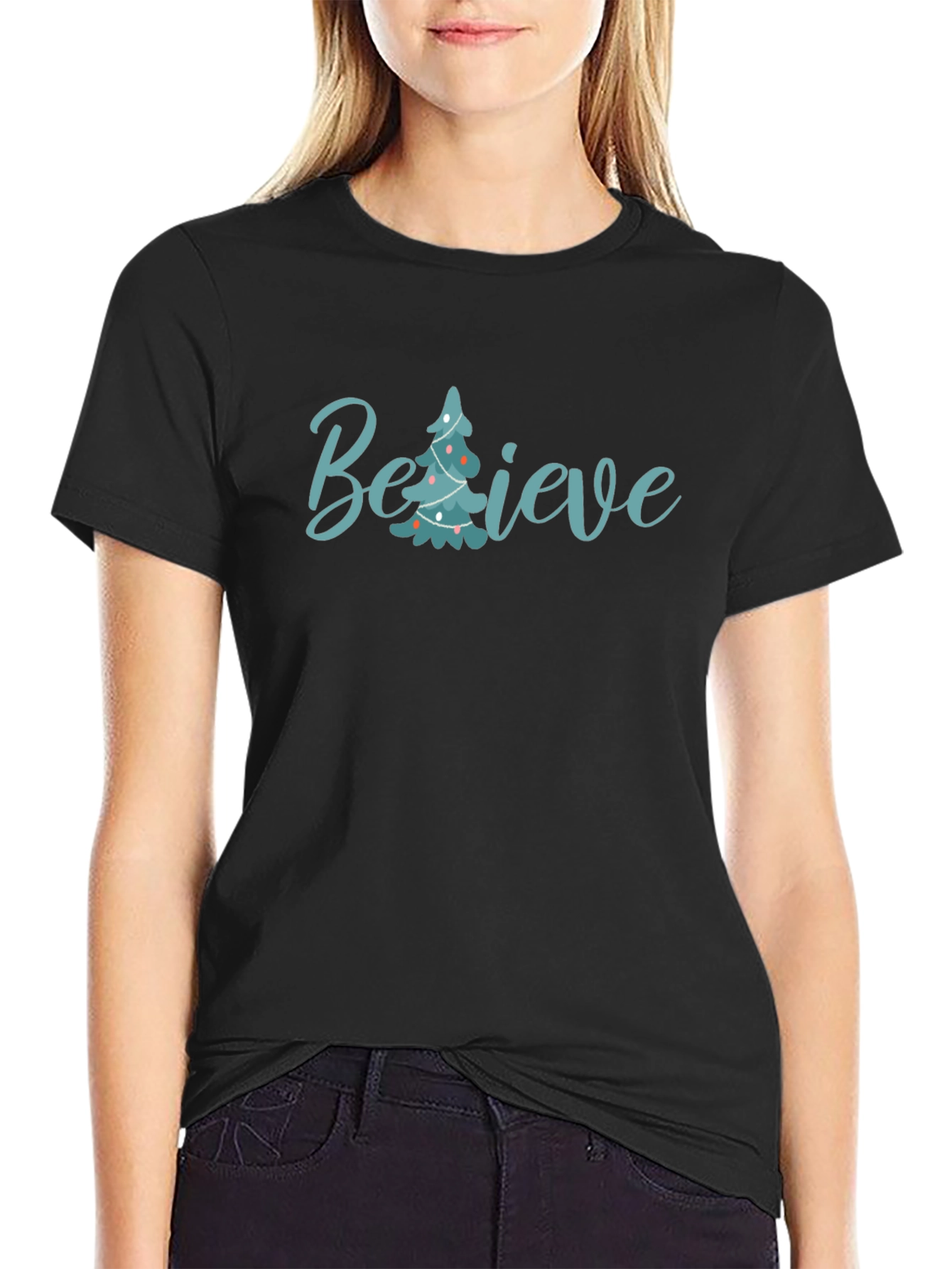 Believe Christmas Tree Graphic Tee