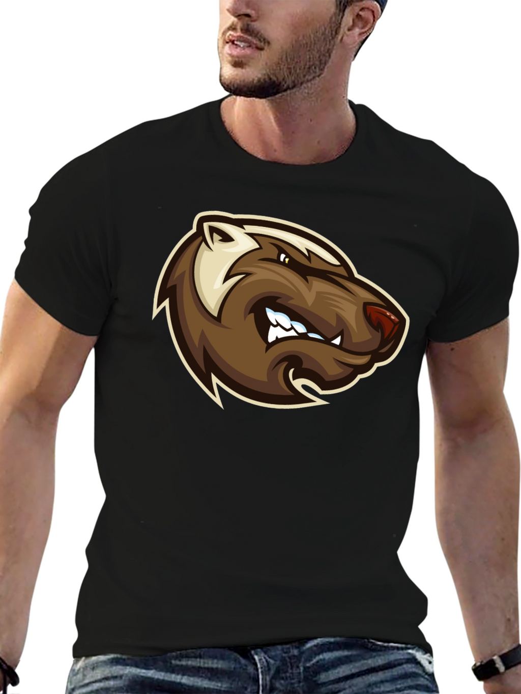 Angry Badger Graphic T-Shirt - Bold Black Tee