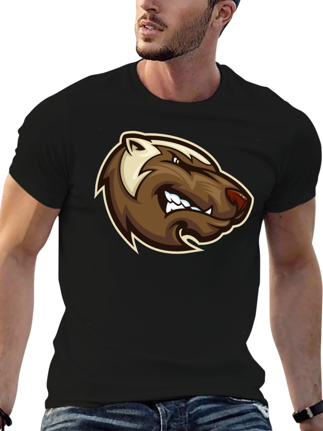 Angry Badger Graphic T-Shirt - Bold Black Tee