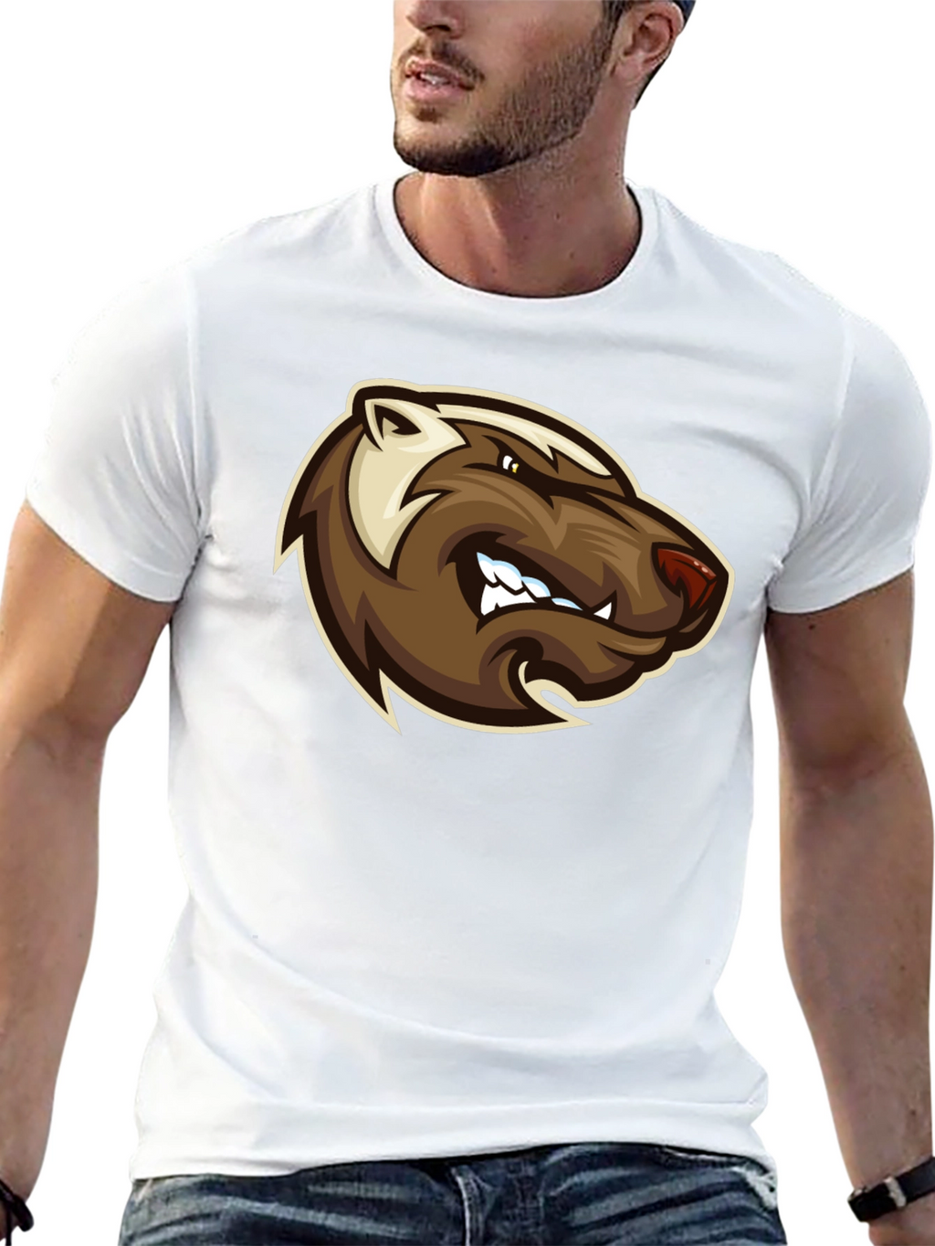 Angry Badger Graphic T-Shirt - Bold Black Tee