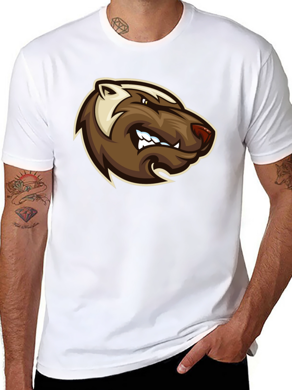 Angry Badger Graphic T-Shirt - Bold Black Tee