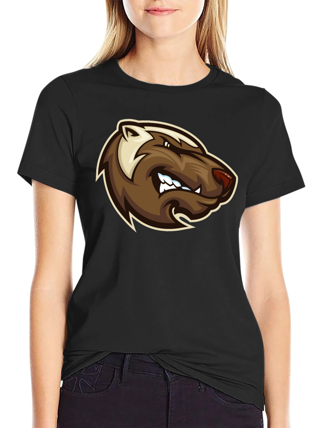 Angry Badger Graphic T-Shirt - Bold Black Tee