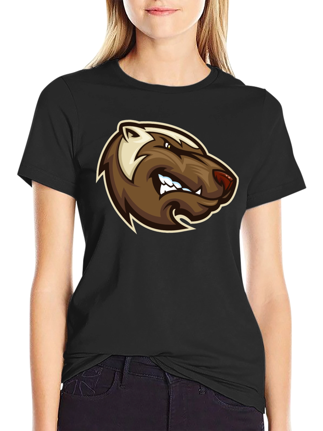 Angry Badger Graphic T-Shirt - Bold Black Tee