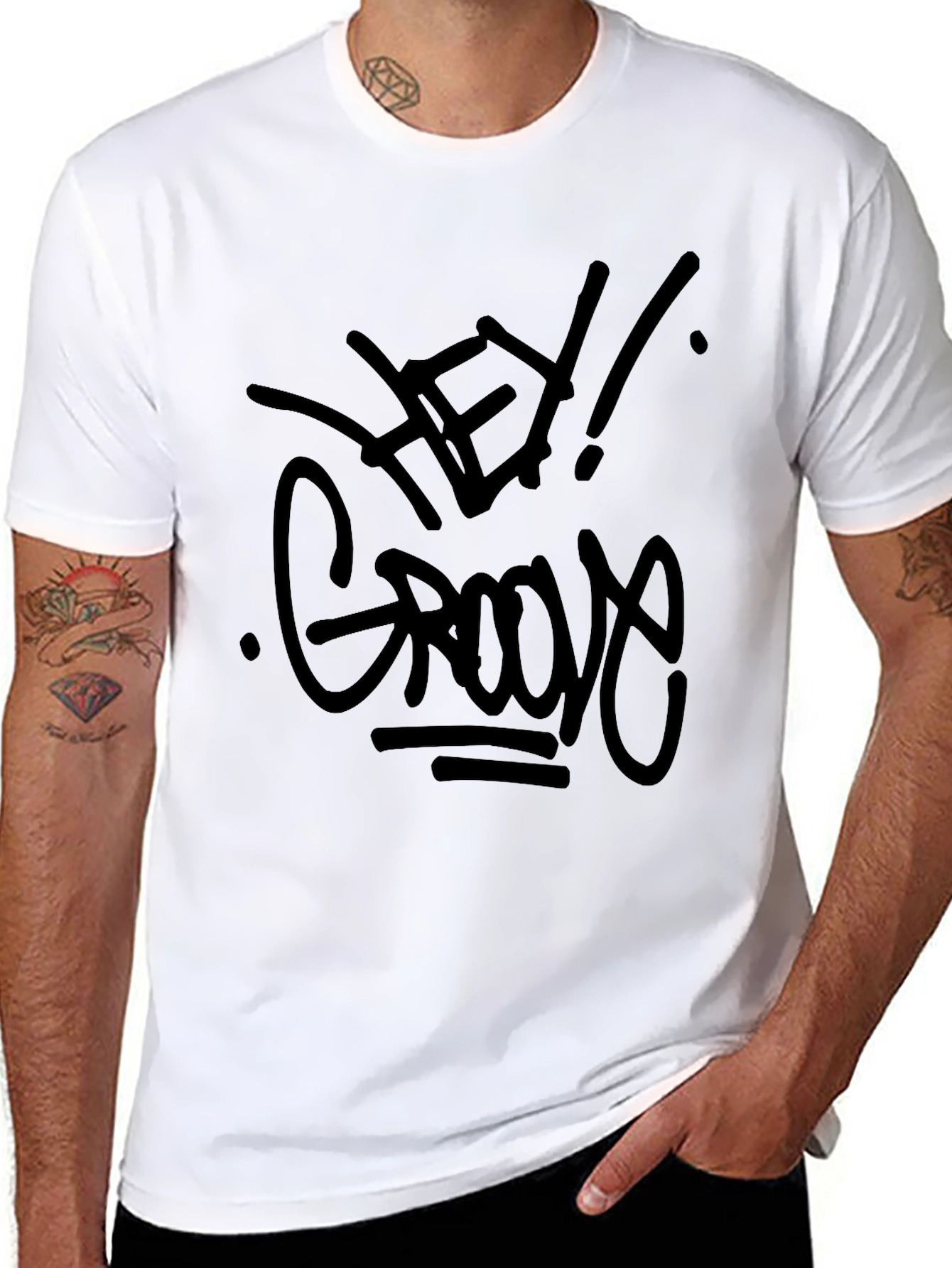 Hey Groove Graphic Tee - Black Casual T-Shirt