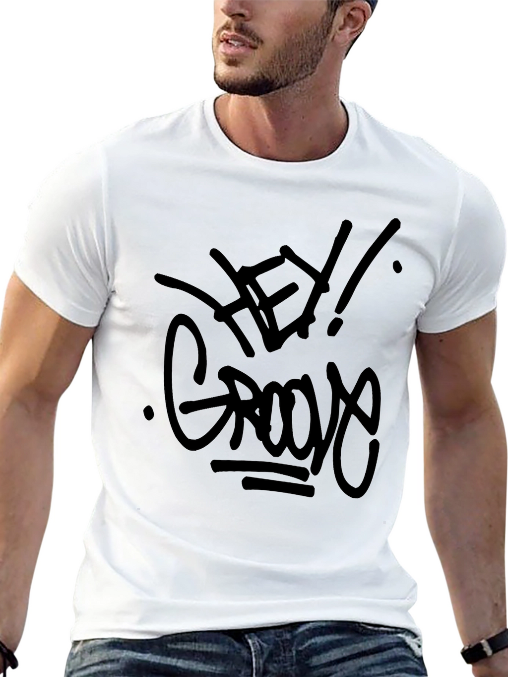 Hey Groove Graphic Tee - Black Casual T-Shirt