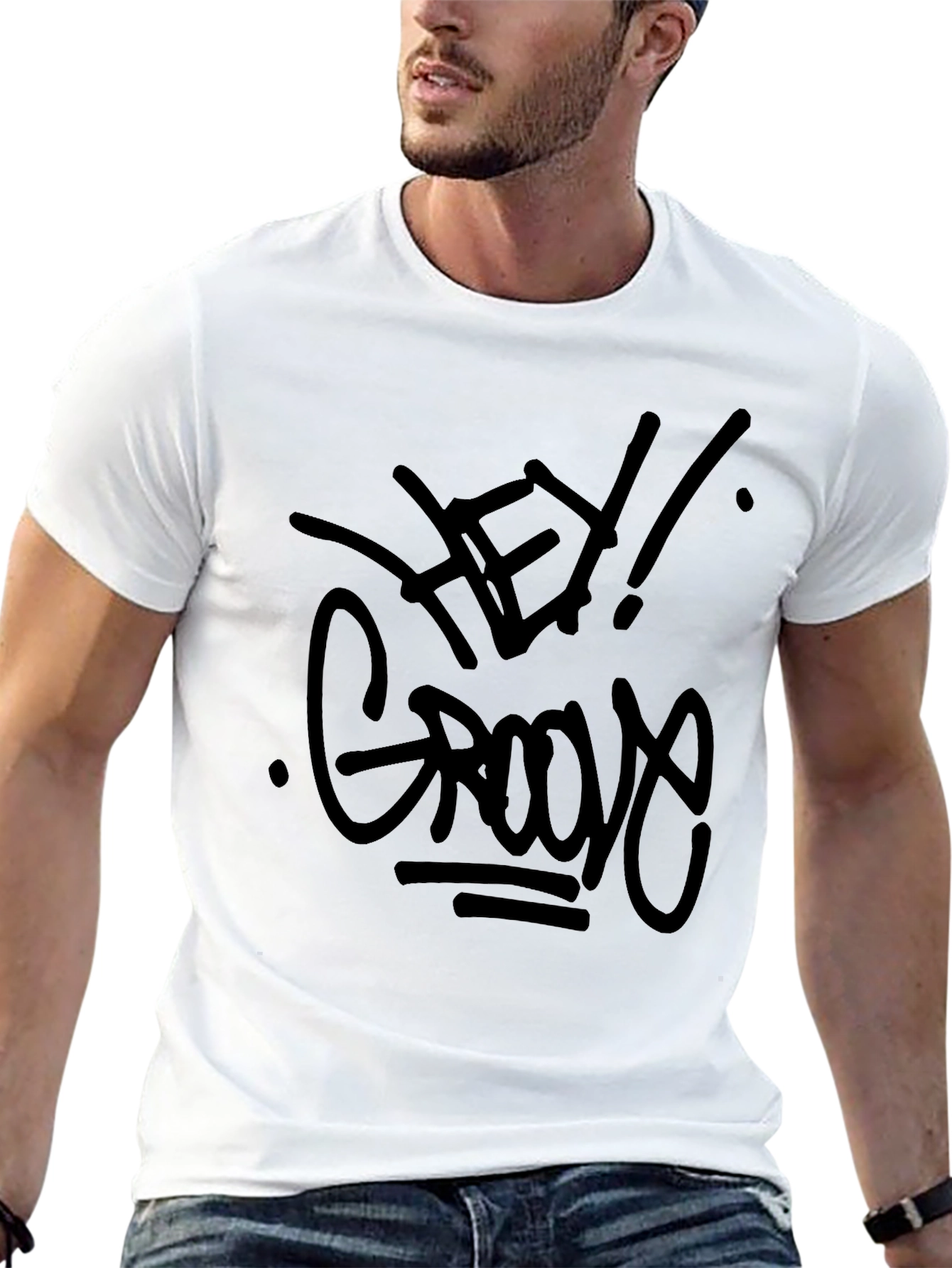 Hey Groove Graphic Tee - Black Casual T-Shirt