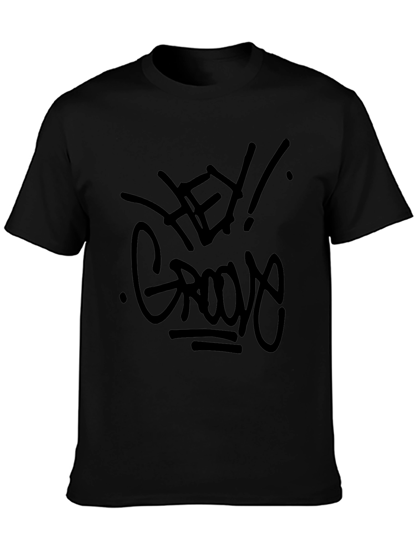 Hey Groove Graphic Tee - Black Casual T-Shirt