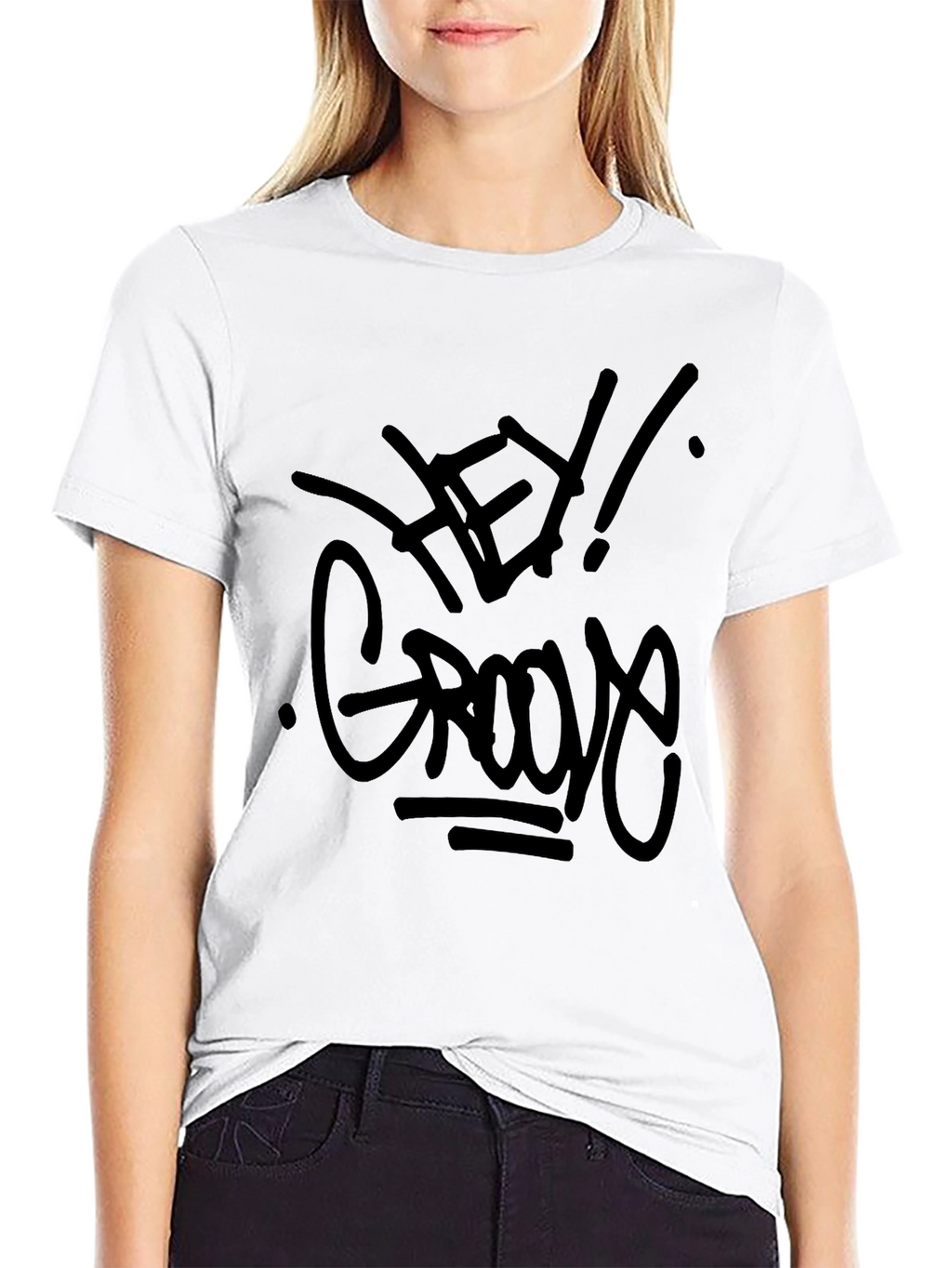Hey Groove Graphic Tee - Black Casual T-Shirt