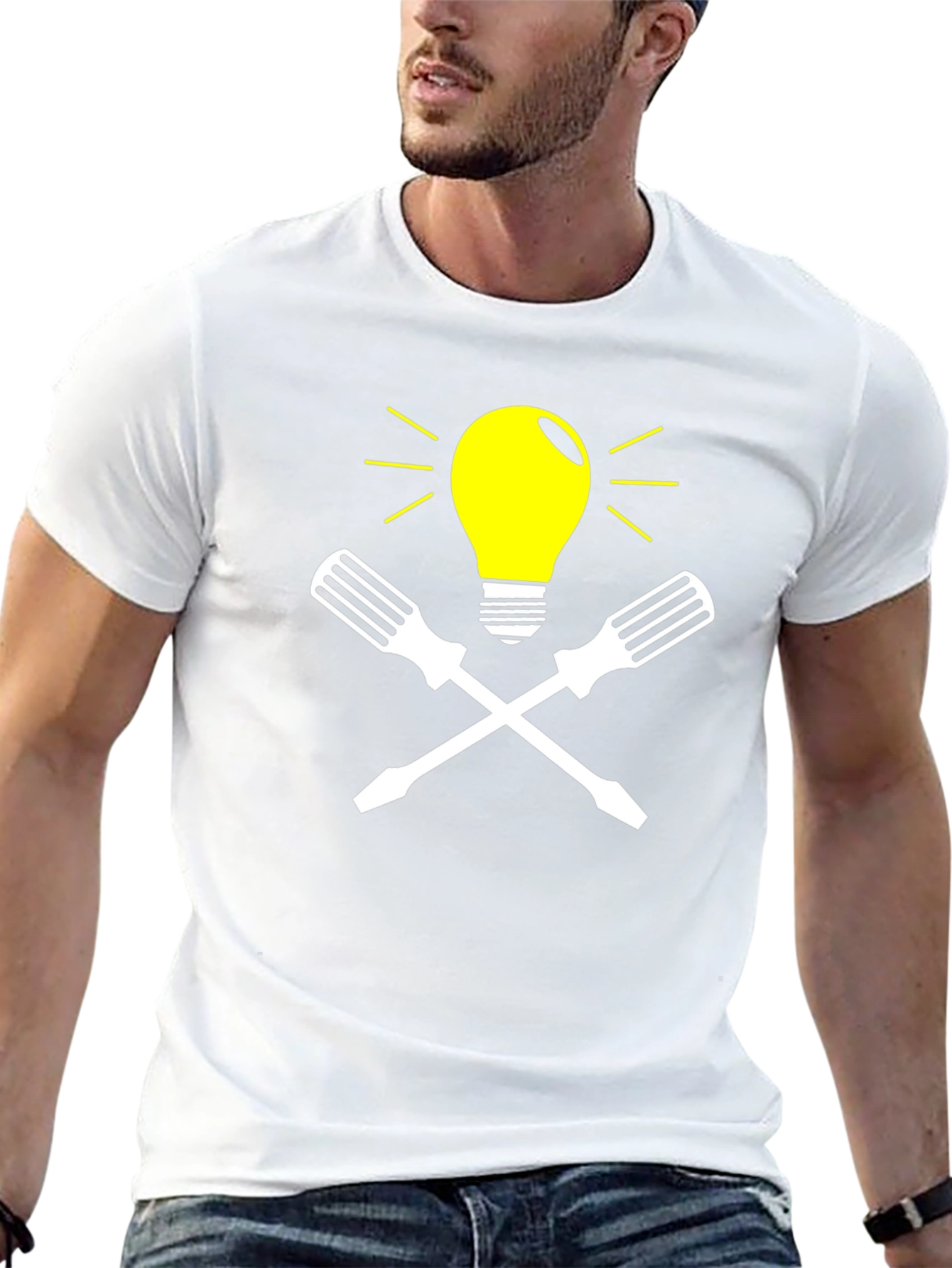 Electricians Idea T-Shirt - Lightbulb & Screwdrivers