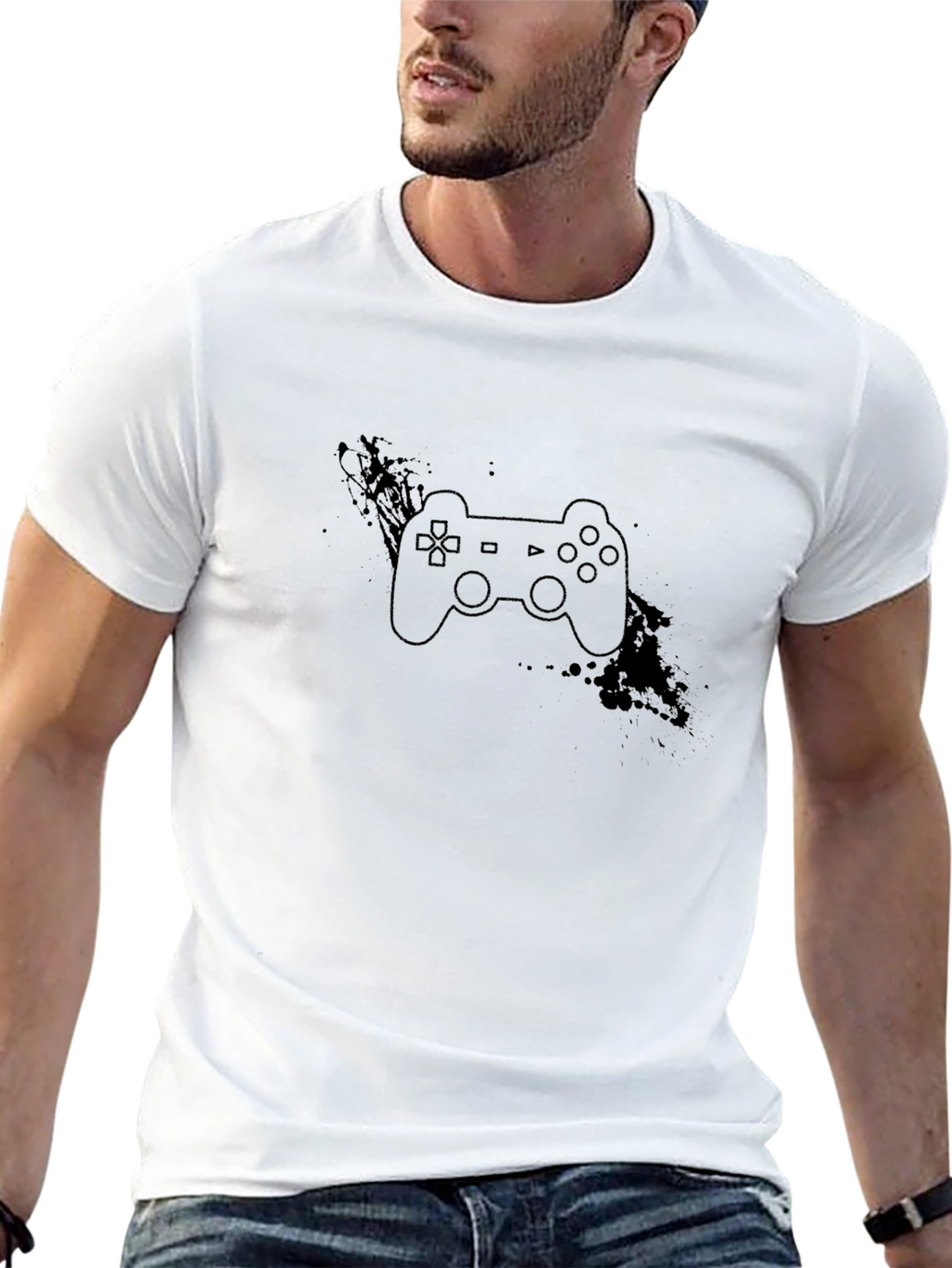Gamer Style Black Tee - Console Controller Design