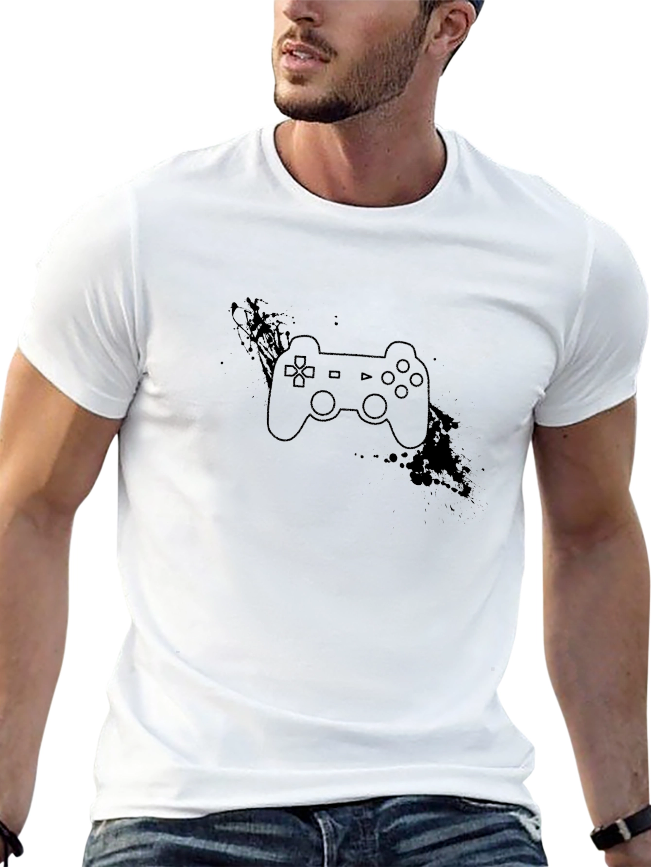 Gamer Style Black Tee - Console Controller Design