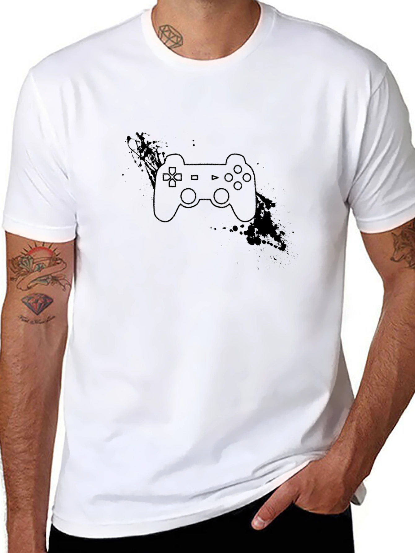 Gamer Style Black Tee - Console Controller Design