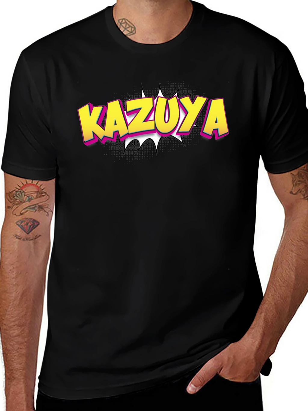 Kazuya Graphic Tee - Black Cotton Blend