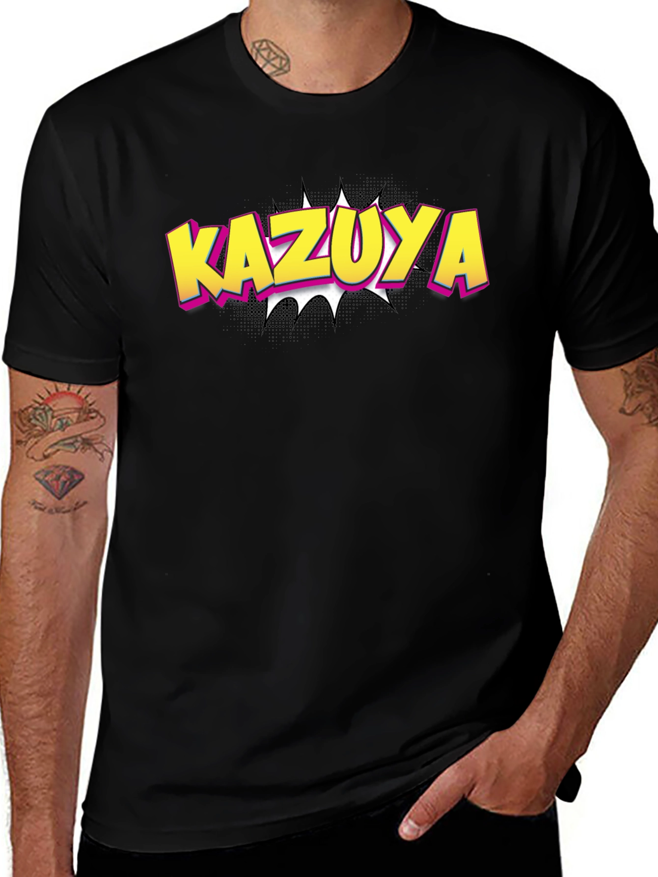 Kazuya Graphic Tee - Black Cotton Blend