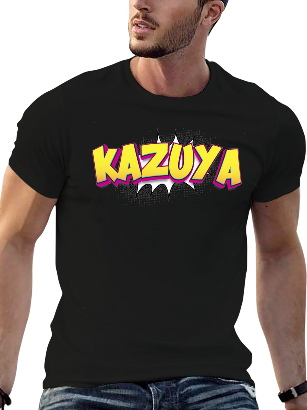 Kazuya Graphic Tee - Black Cotton Blend