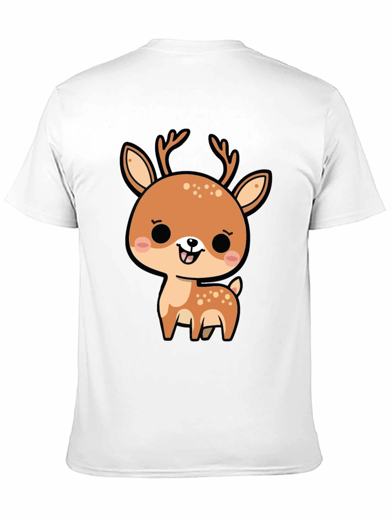 Cute Cartoon Deer Graphic Black T-Shirt