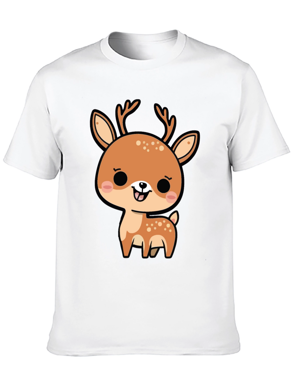 Cute Cartoon Deer Graphic Black T-Shirt