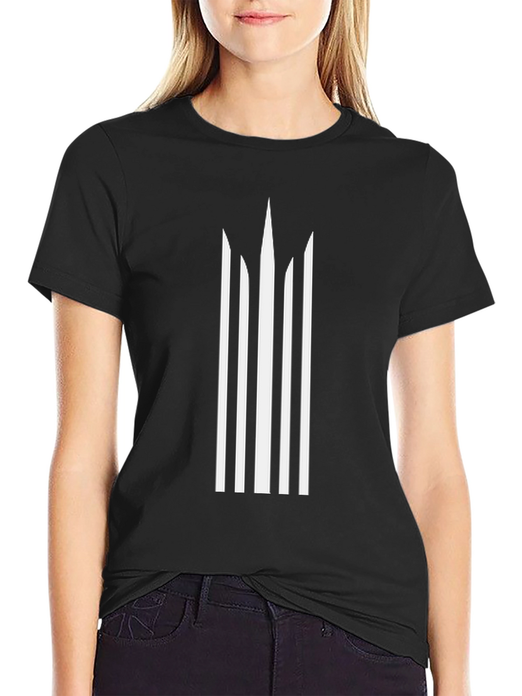 Minimalist Black T-Shirt with Abstract White Design