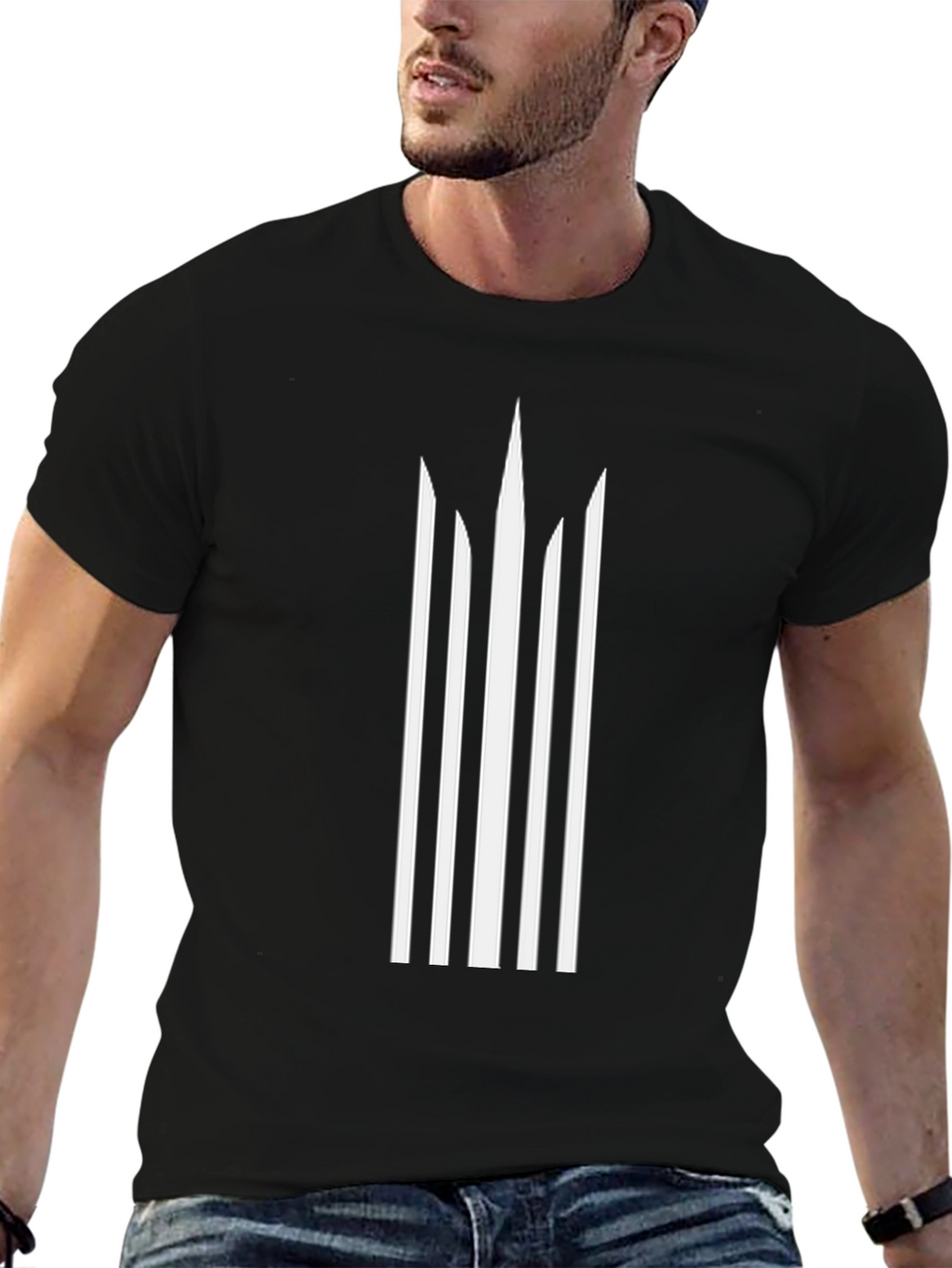 Minimalist Black T-Shirt with Abstract White Design