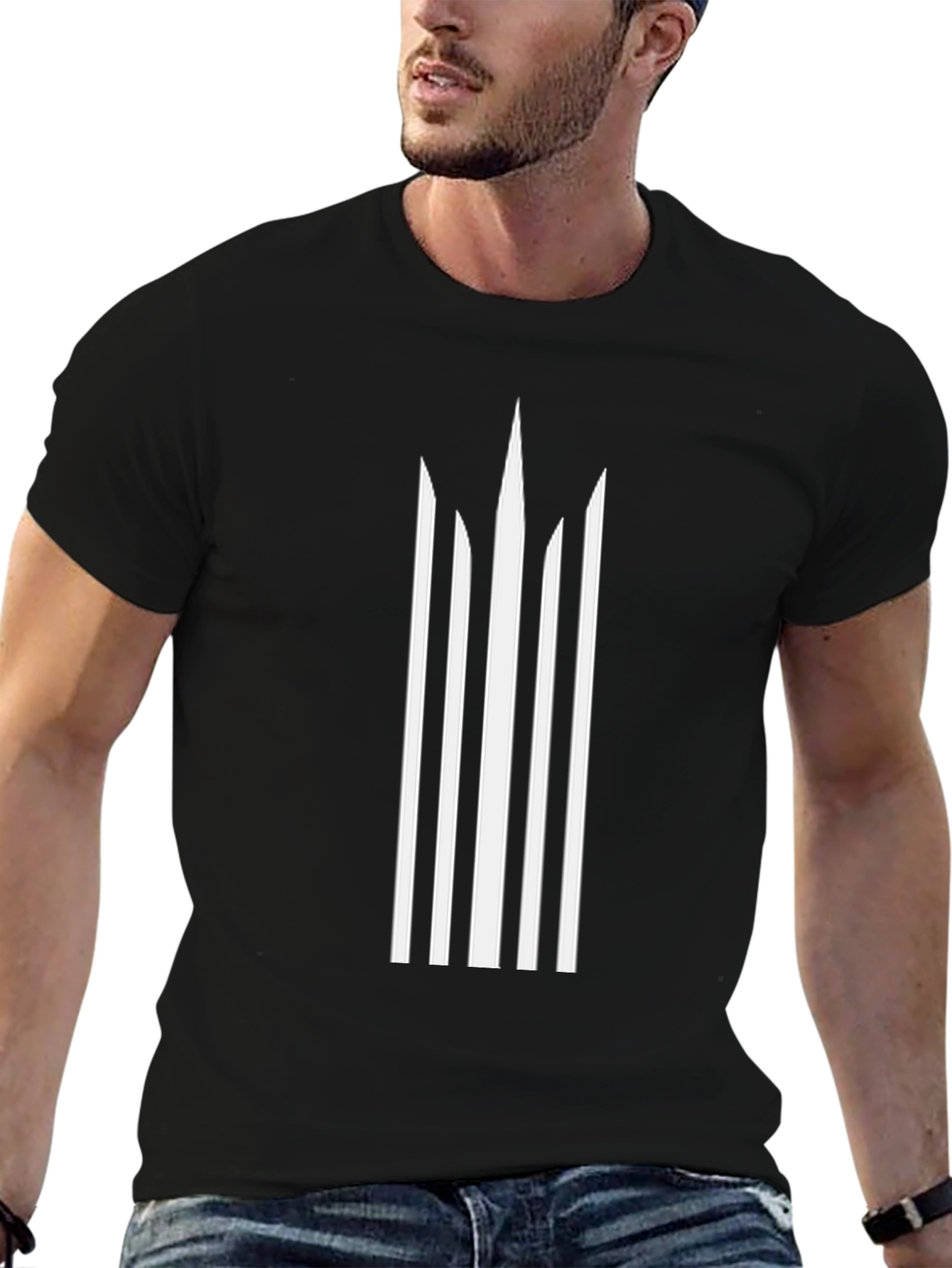Minimalist Black T-Shirt with Abstract White Design