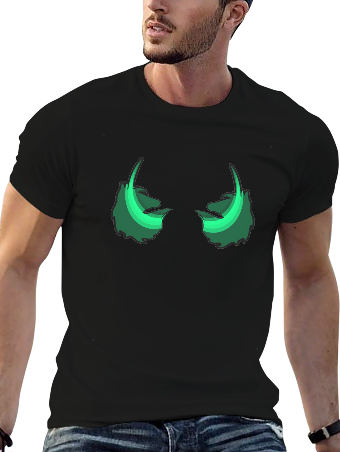 Glow-in-the-Dark Monster Eyes Black T-Shirt