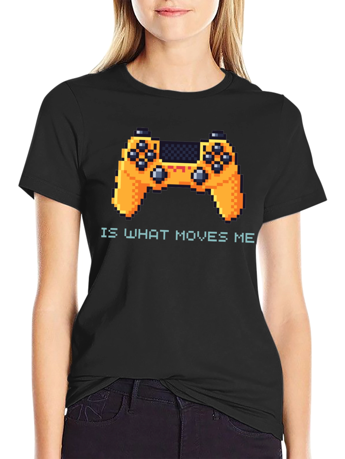 Gamer T-Shirt - Pixel Game Controller Moves Me Black Tee