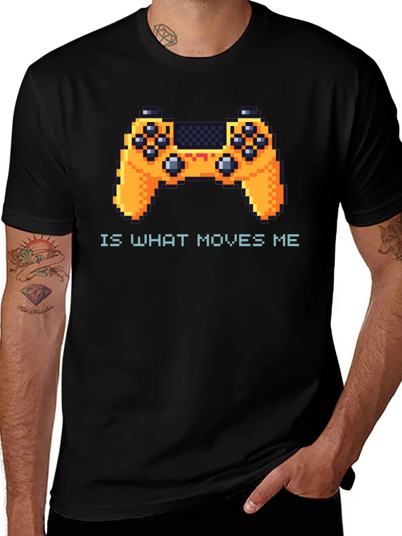 Gamer T-Shirt - Pixel Game Controller Moves Me Black Tee