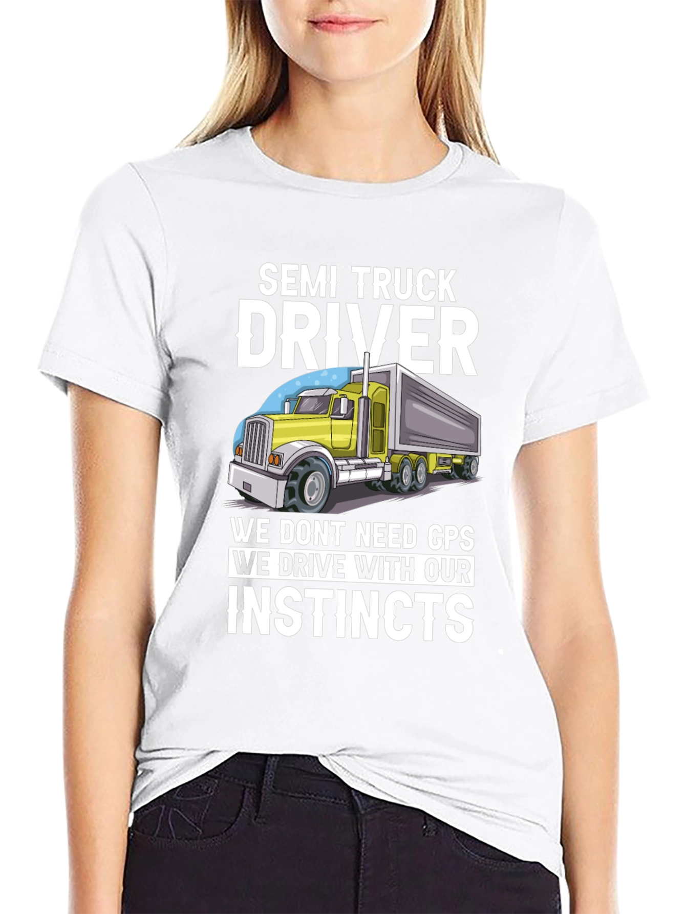Semi Truck Driver Instincts Graphic Tee