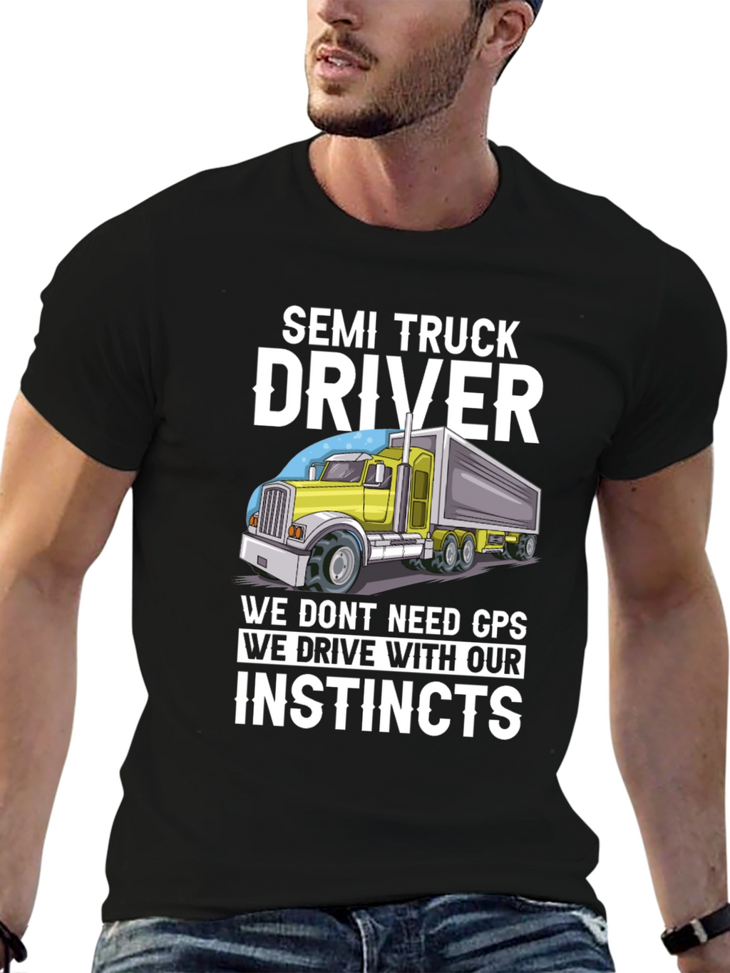 Semi Truck Driver Instincts Graphic Tee